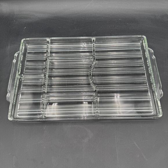Vintage Sunbeam Glass Divided Hostess Tray Charcutterie Hors De Vours 16" - Picture 3 of 5